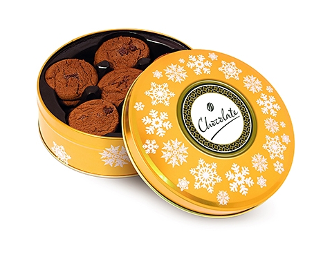 Christmas Gold Share Tins - Belgian Chocolate Cookies