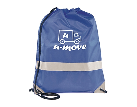Neon High Visibility Reflective Drawstring Bags - Blue