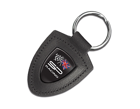 Knightsbridge Premium Leather Expoy Domed Keyrings - Black