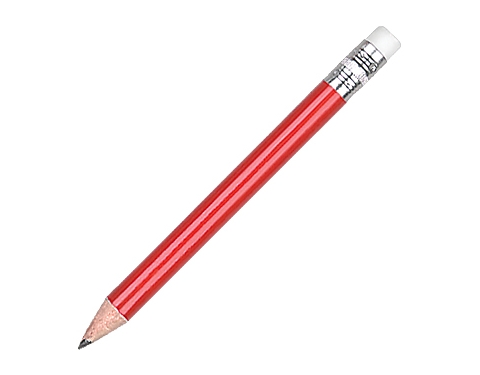 Promotional Mini Pencils With Eraser - Red