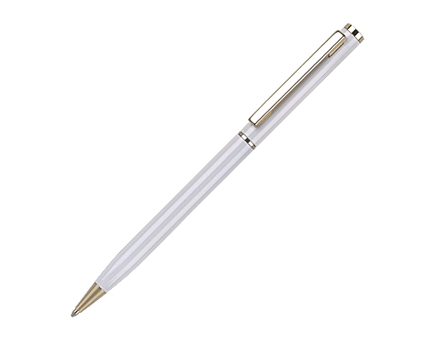 Cheviot Oro Slimline Metal Pens - White