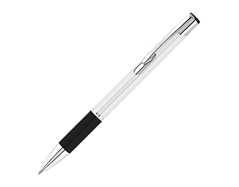 Electra Satin Grip Metal Pens - White
