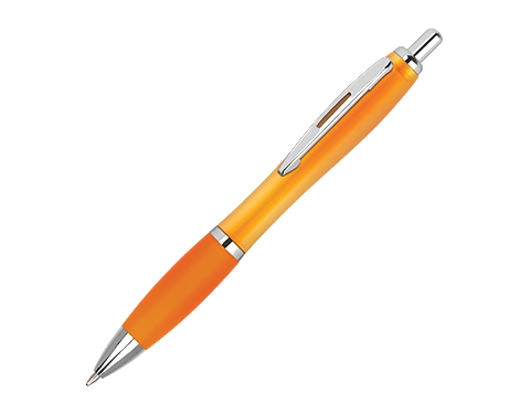 Branded Contour Frost Pens - Orange