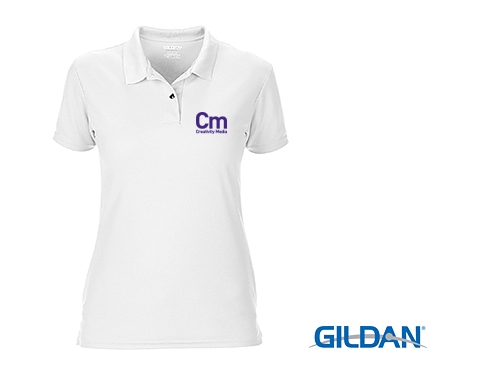 Gildan Womens Performance Double Pique Sports Polo Shirts - White