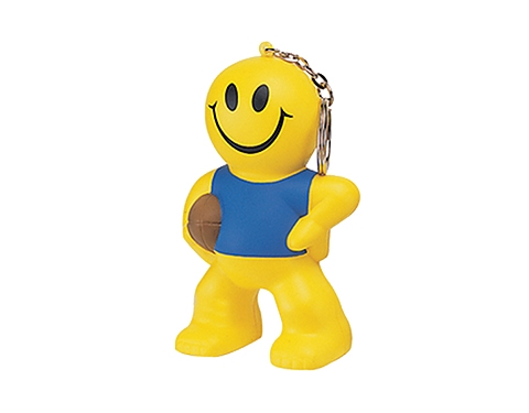 Smiley Rugby Man Keyring Stress Toy