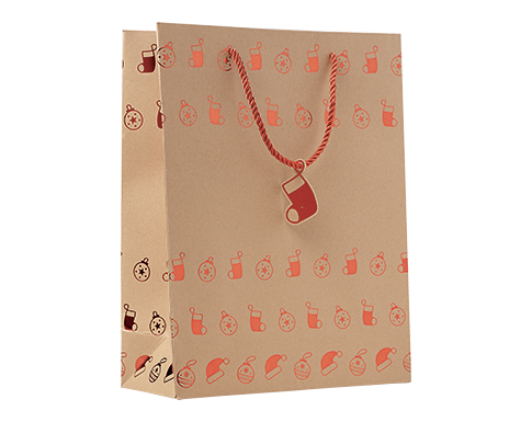 Christmas Tidings Festive Paper Gift Bags - Gold