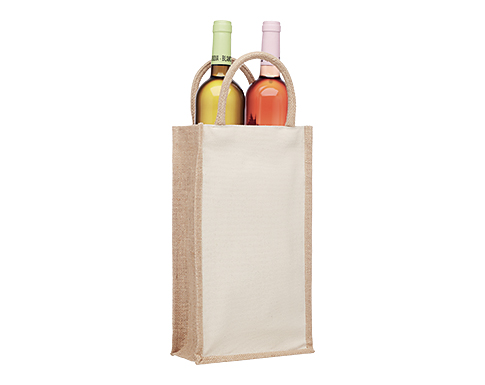Buckden Jute Wine Gift Bag For Two Bottles - Natural