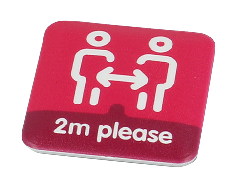 37mm Square Social Distancing Recycled Badge