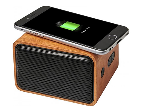 Lexicon Wooden Bluetooth Speakers With Wireless Charging Pads - Brown