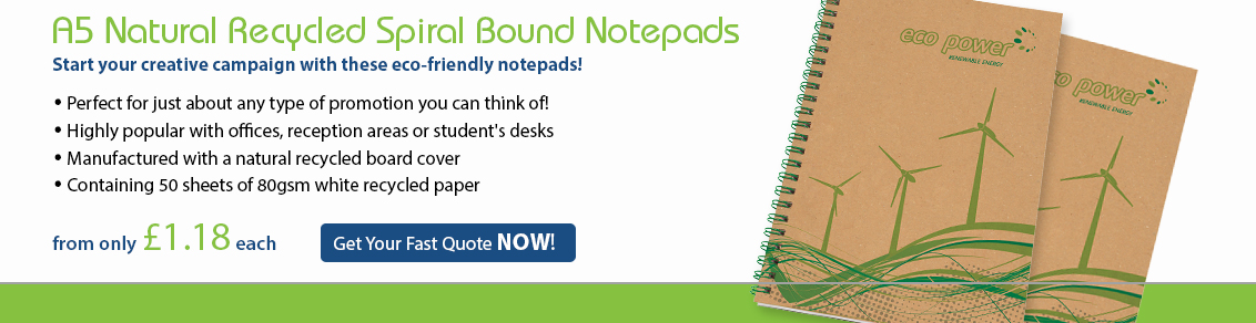 A5 Natural Recycled Spiral Bound Notepad