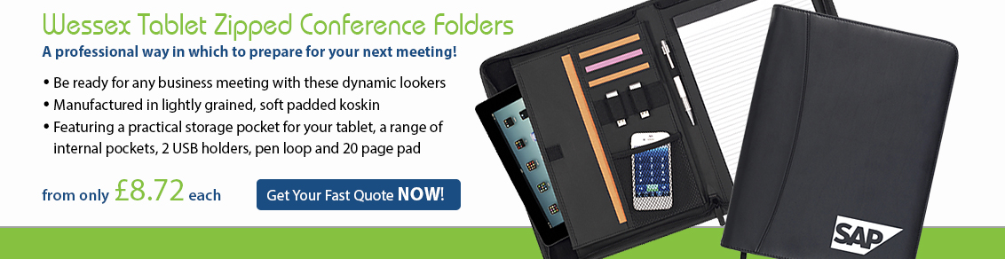 Wessex Tablet Zipped Conference Folders