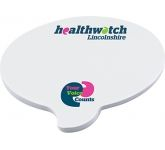 A5 Speech Bubble Shaped Sticky Notes promotional branded with a custom corporate logo at GoPromotional