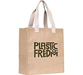 Promotional printed Drifield Jute Shoppers in natural with your branding for corporate event marketing