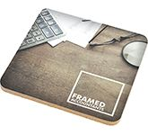 Square Cork Backed Coasters branded with a logo at GoPromotional