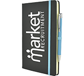 Inspire A5 Soft Feel Black Notebook With Pocket & Pen personalised at GoPromotional