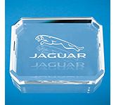 Dorchester 10cm Optical Crystal Facet Rectangle Paperweight personalised with your logo and message
