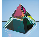 Colchester 5cm Coloured Optical Crystal 4 Sided Pyramids engraved with your design