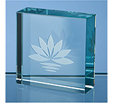 5cm Jade Glass Square Paperweights laser engraved with your company details