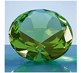 Krypton 8cm Optical Crystal Green Diamond Paperweights for company promotions