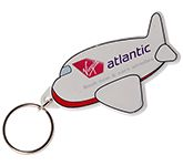 Logo printed Plane Shaped Plastic Eco Keyrings for aviation and trasport promotions