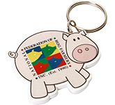 Pig Shaped Plastic Recycled Keyrings custom printed at GoPromotional