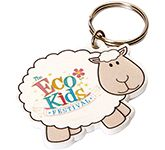 Sheep Shaped Plastic Eco Keyrings branded in full colour with your design