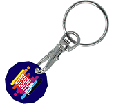 Coloured Recycled Trolley Coin Keyrings printed in full colour with your graphics at GoPromotional