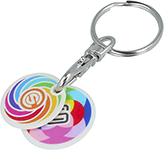Recycled Multi Euro Trolley Coin Keyring - White