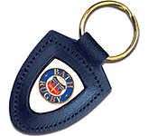 Promotional Knightsbridge Premium Leather Expoy Domed Keyrings with full colour print