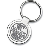 Promotional Round Geneva Metal Keyrings engraved with your logo for event giveaways