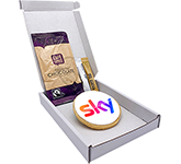 Branded Round Shortbread Biscuit Brew Postal Boxes - Hot Chocolate