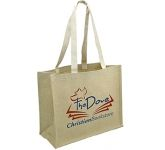 Custom printed Brighton Natural Cotton Jute Bags in natural with your corporate design