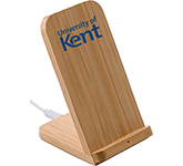 Branded Delph Bamboo Wireless Phone Stands for executive office promotions