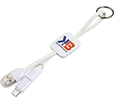 Branded Ranger Keyring Charging Cables in white and printed with your graphics at GoPromotional