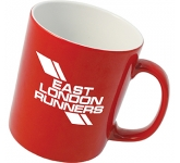 Bright Red Cambridge Mugs With A White Interior Featuring Your Corporate Branding From GoPromotional