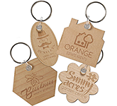 Bespoke Shaped Sustainable Wooden Keyrings for eco-friendly marketing proejcts