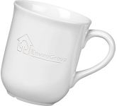 White Bell Etched Mugs branded with your logo for conferences, exhibitions and trade show events