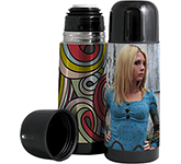 Custom branded Seattle 350ml Stainless Steel Photo Flasks in full colour printed at GoPromotional