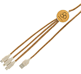 Laser engraved Chelsea Sustainable 3 in 1 Cork Charging Cables for sustainable office promotions