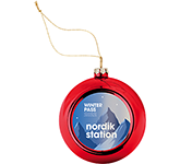 Gleaming Christmas Baubles printed in full colour with your design at GoPromotional