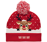 Branded Rudolph Christmas Knitted Beanie Hats with your logo at GoPromotional