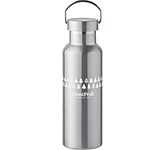 Corporate branded Adamsville 500ml Recycled Stainless Steel Vacuum Insulated Bottles in silver at GoPromotional