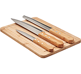 Corporate business Charlestown Bamboo Cutting Board & Knife Set engraved with your logo