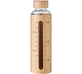 Eco-friendly Evergreen Glass Bottles With Bamboo Cover for sustainable promotions at GoPromotional