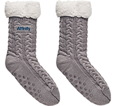 Branded Yuletide Cable Knit Slipper Socks at GoPromotional