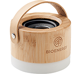 Logo printed Pail Bamboo Wireless Light Up 3W Speakers at GoPromotional