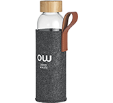 Eco-friendly branded Palermo 500ml Glass Drinking Bottle With RPET Polyester Pouch at GoPromotional