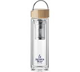 Corporate branded Bucharest Double Wall Glass Water Bottle With Infuser printed with your logo