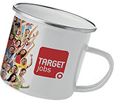 Branded Olympic 350ml Enamel Photo Travel Mugs printed in full colour at GoPromotional