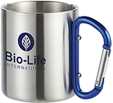 Unique promotional printed Bodmin 220ml Carabiner Double Wall Metal Travel Mugs with your logo at GoPromotional